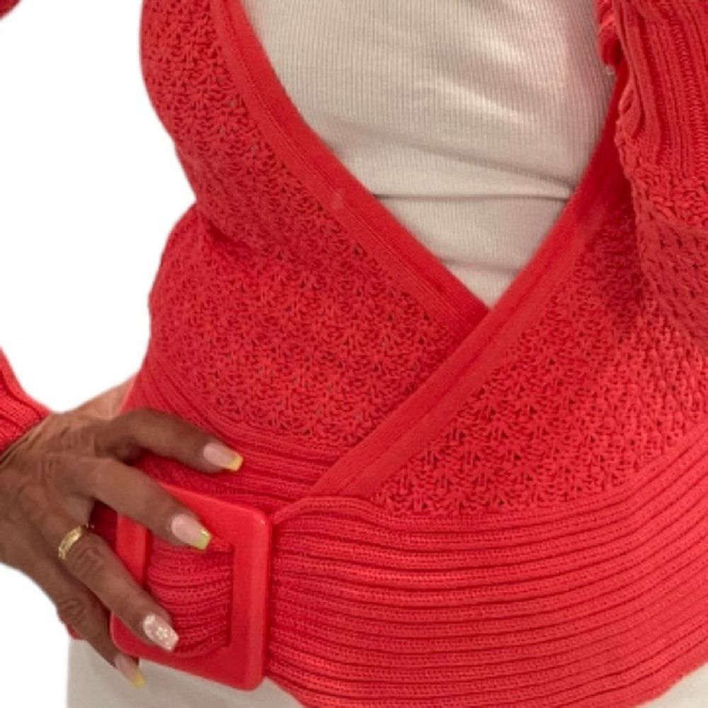 Cache Side Bucket Open Wrap Knit Cardigan.Size S - Picture 5 of 16